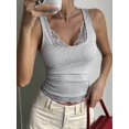 thumbnail image 5 of Women's Y2K Lace Tank Top Sleeveless Square Neck Crop Tops Streetwear Gray L, 5 of 10