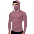 thumbnail image 3 of Aboser UPF 50+ Rash Guard Long Sleeve Workout Hoodies Athletic Bodybuilding Sun Shirts SPF UV Protection Shirt Plus Size Mask Hooded Tops Watermelon Red XXXL, 3 of 9