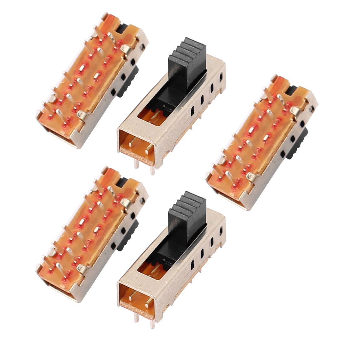 5Pcs 4 Position 10P 2P4T Panel Mount Micro Slide Switch Latching Power