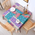 thumbnail image 2 of Multicolor Ethnic Flower Patchwork Pattern Square Tablecloth,Waterproof Square Table Cover,Wipeable Spillproof Washable Table Cover for Home Kitchen Party Decor 42"X42"(107x107cm), 2 of 6