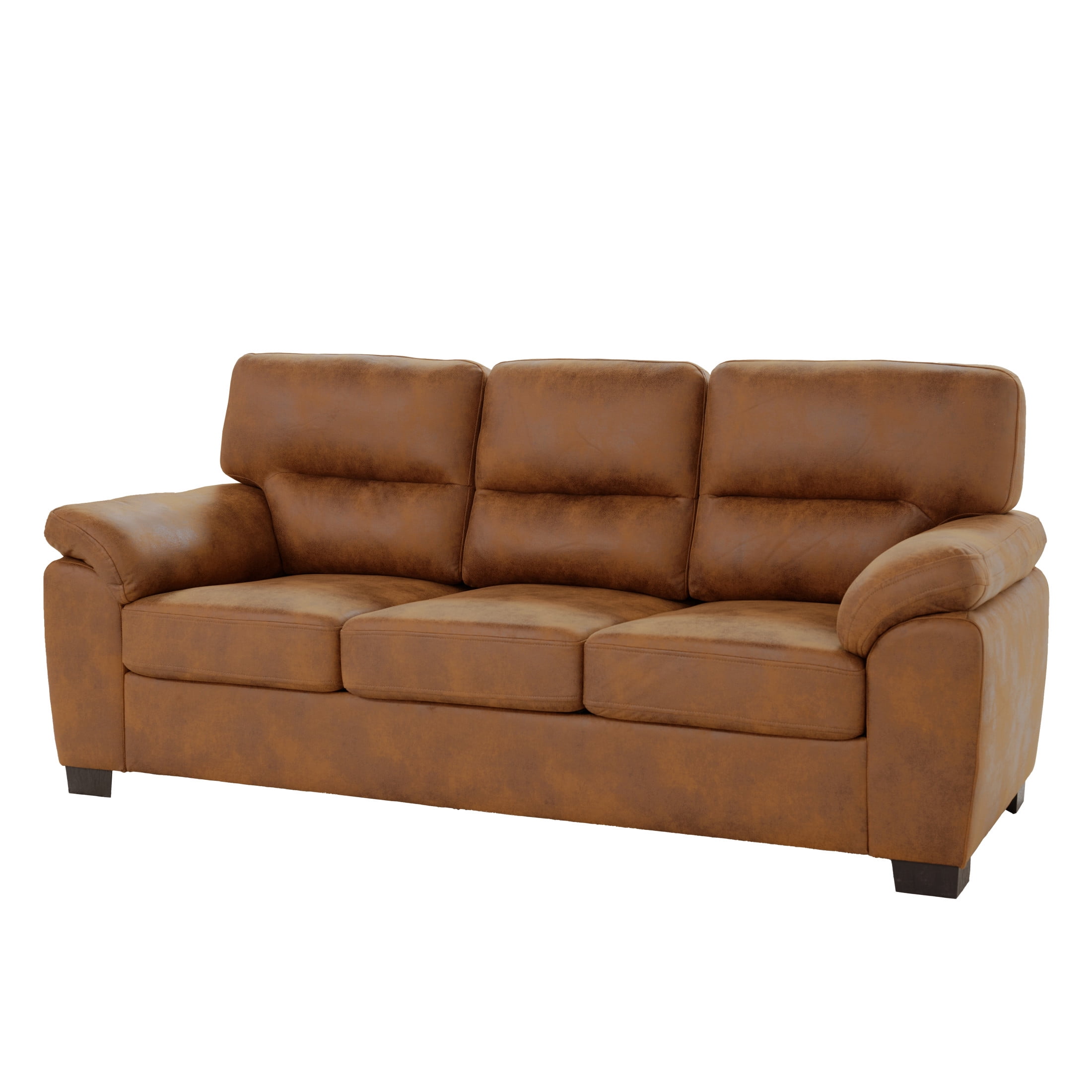 Noble House 81" Modern Sofa with Pillow Top Arms, Foil Fabric Upholstery, Light Brown