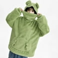 thumbnail image 2 of qolati Fuzzy Hoodie Women Zipper Hooded Sweatshirts Cute Bear Ears Long Sleeve Fluffy Fleece Hoodies Winter Warm Going Out Pullover Homewear Green XXL, 2 of 8