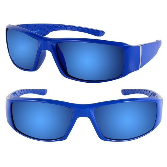 "The Diesel" 2 Pair of Extra Large Polarized Sunglasses for Men with Wide Heads - Blue/Blue