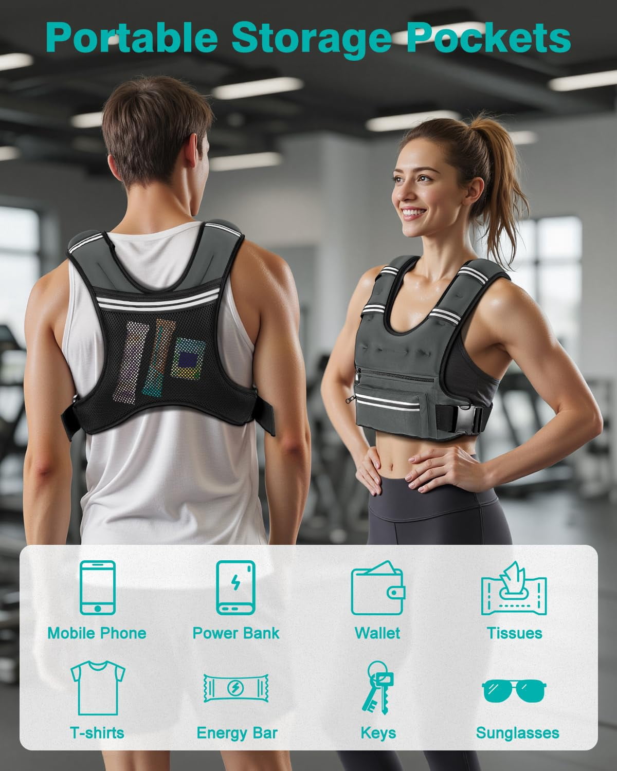 Weighted Vest Grey 16 lb Workout Running Walking