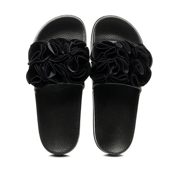 Sandalias de uso al aire libre de verano para mujer, pantuflas de una palabra, flor grande informal Wmkox8yii hj789