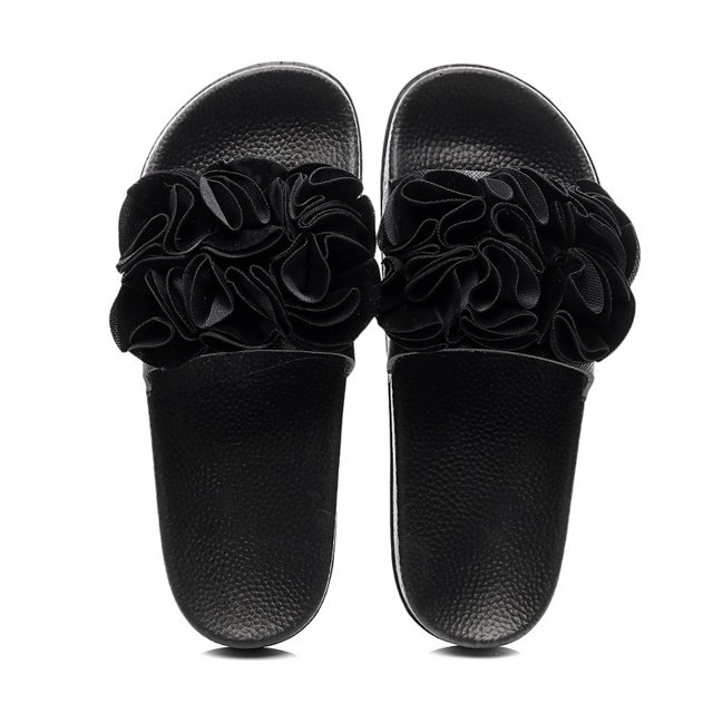 Sandalias de uso al aire libre de verano para mujer, pantuflas de una palabra, flor grande informal Wmkox8yii hj789