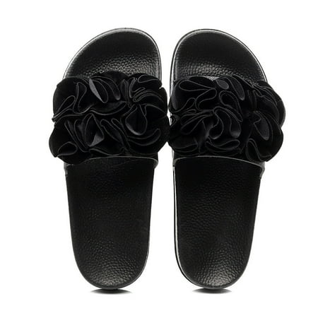 

2022 Women s Summer Outdoor Wear Sandals One-word Slippers Large Flower Casual