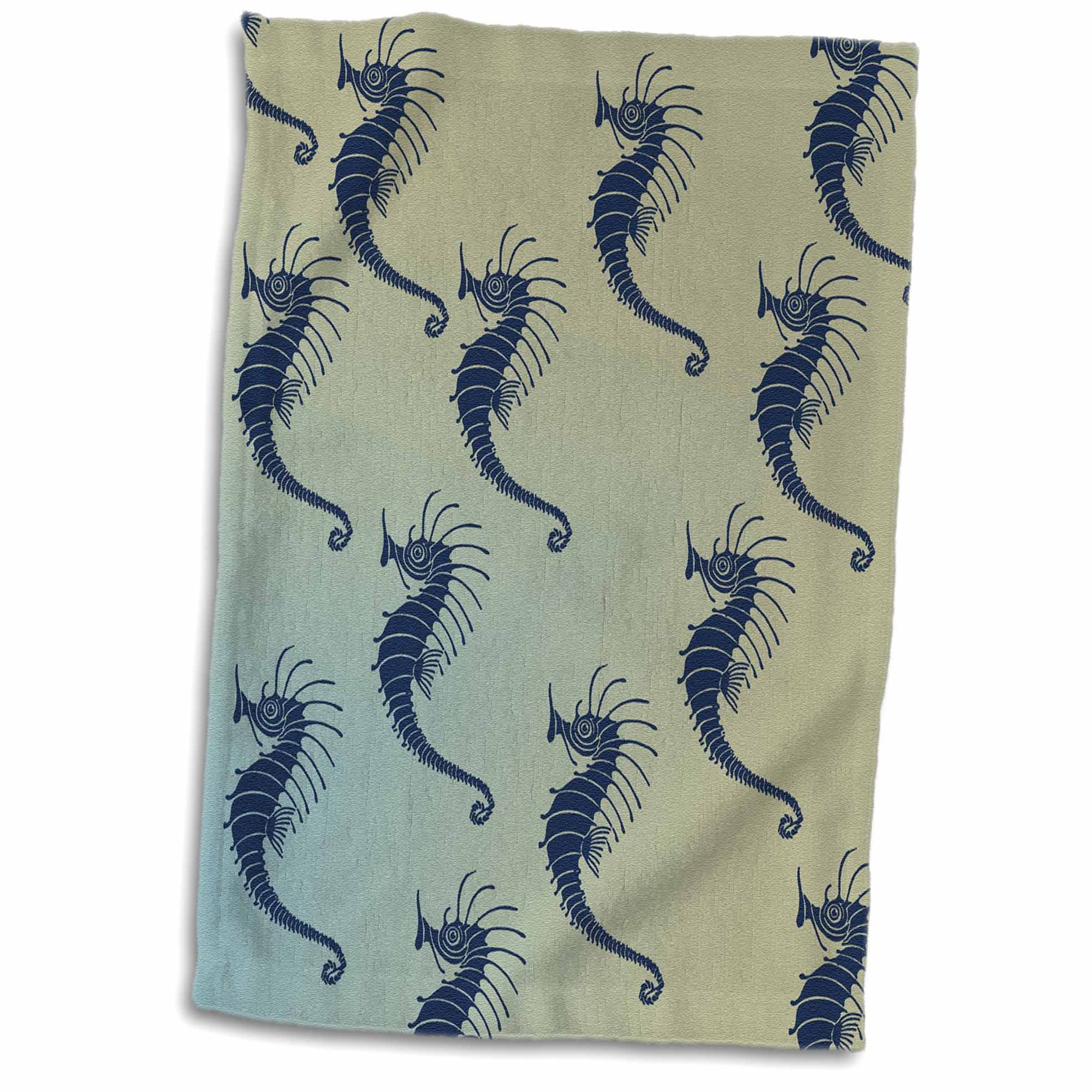 3dRose Blue Seahorse Beach Theme Art Towel, 15 by 22inch