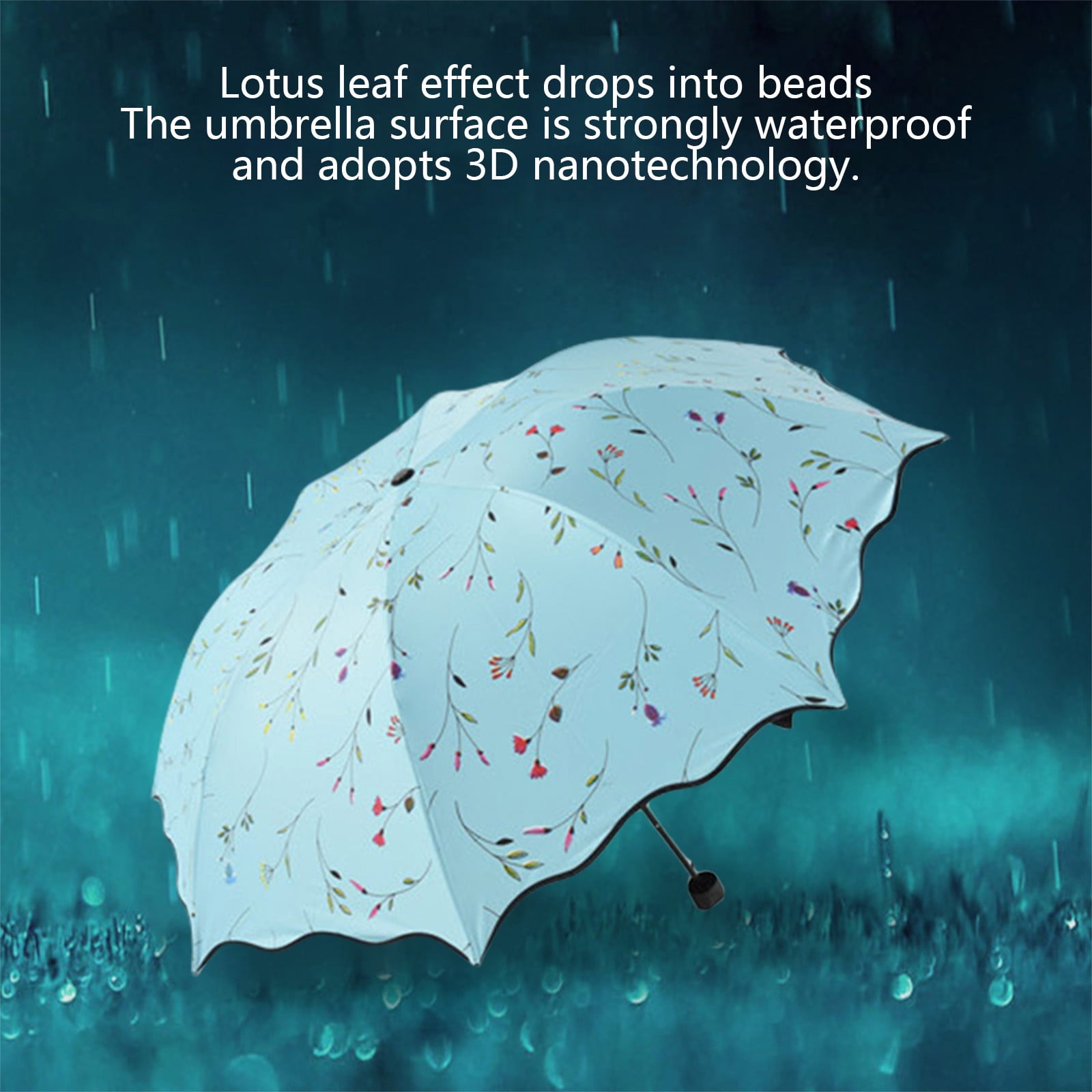 Yhmxh Foldable Umbrellas, 2 in 1 Sun Blocking and Rain Umbrellas, Windproof Umbrella Compact Folding Travel Umbrella, Light Portable Car Umbrella for Rain (Light Blue)