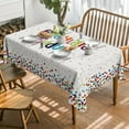 thumbnail image 2 of Happy Birthday Rectangular Tablecloth 60x120 Inch White Washable Seasonal Cover, Perfect for Party Picnic Dinner Decor, 2 of 6