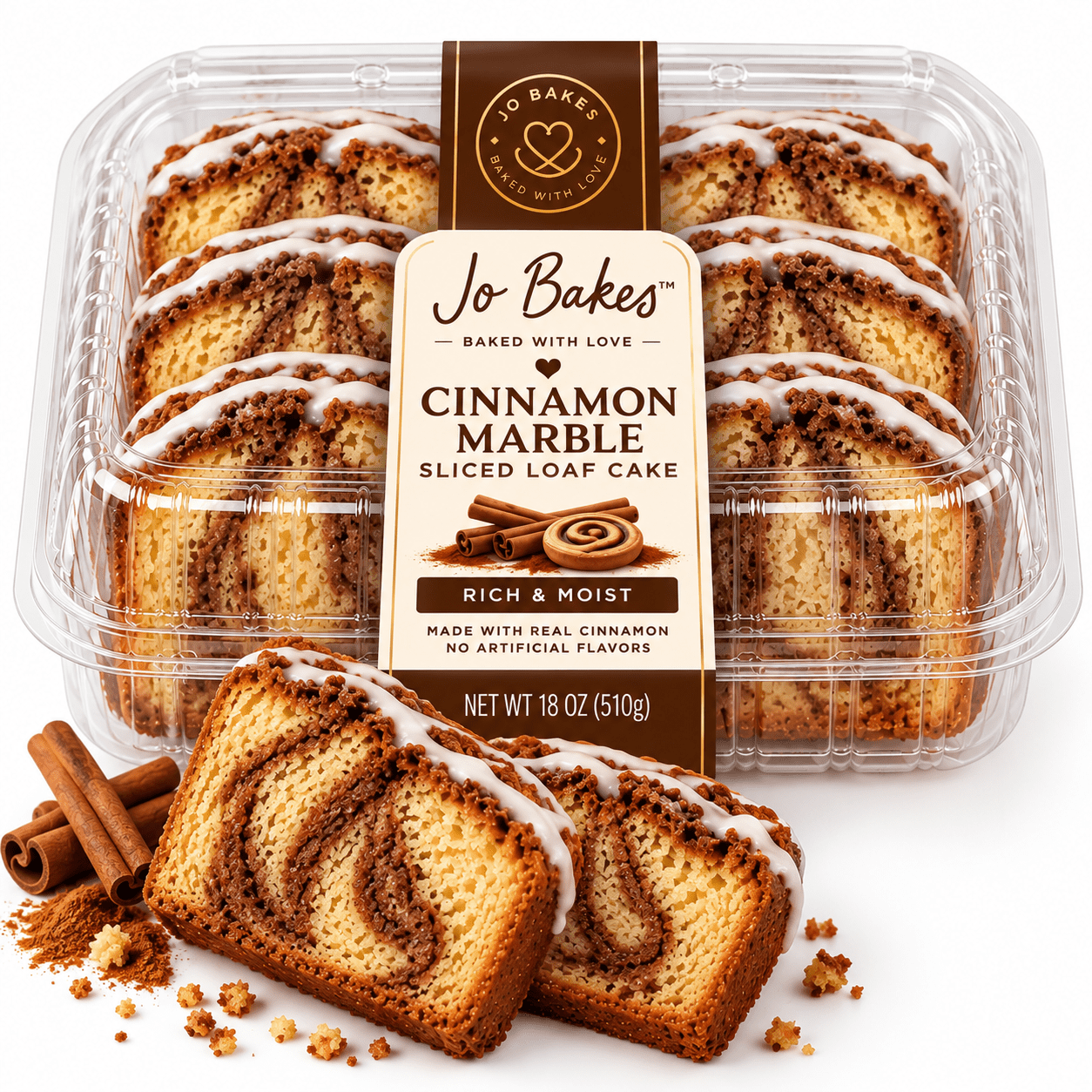 Cinnamon Swirl Sliced Loaf Cake, Fresh-Baked, 8 Count, 14.1 oz – JO BAKES