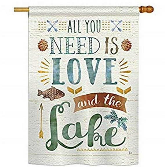 Breeze Decor BD-OU-H-109049-IP-BO-D-US18-WA 28 x 40 in. Love You to the Lake Nature Outdoor Impressions Decorative Vertical Double Sided House Flag