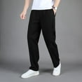 thumbnail image 3 of SWSMCLT Men's Cargo Casual Pants Work Utility Pants Long Trousers Cotton Straight Leg Summer Elastic Waist Black 40, 3 of 4