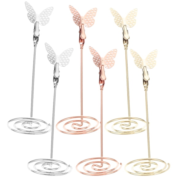 PAMINGONO 6Pcs Table Number Holder Metal Butterfly Shape Wedding Style Seating Arrangement Card Holding
