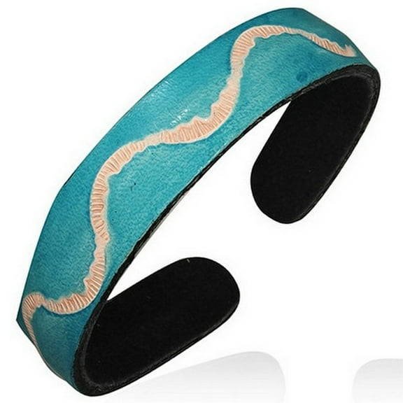 Blue Pink Leather Cuff Bangle Womens Adjustable Bracelet