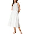 thumbnail image 4 of Conjunto de falda de 2 piezas de verano para mujeres INSPIRE CHIC, top sin mangas de algodón, falda midi, XS, beige, 4 of 6