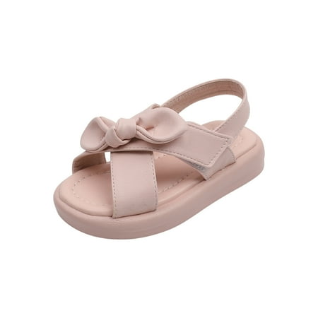 

Honeeladyy Toddler Kid Shoes Toddler Shoes Baby Girls Cute Fashion Solid Color Bow Non-slip Soft Sole Beach Sandals Pink Clearance under 10$