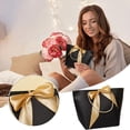 thumbnail image 4 of 6 Pcs Bags with Golden Bow Ribbon Black Paper Bags Portable Party Bags, 4 of 8