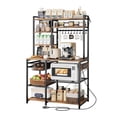 thumbnail image 1 of VEVOR Kitchen Bakers Rack, 5 ft Power Cable Bakers Rack with Power Outlet, Kitchen Stand with X-Shaped Support Bar, 10 S-Shaped Hooks, Coffee Bar Stand for Dishes, Spice Bottles, Built-In Power Strip, 1 of 9