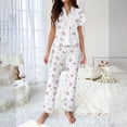 thumbnail image 2 of Erwazi Women's Floral Print Pajama Set Lace Trim Short Sleeve Button Down Top Long Pants 2 Piece Loungewear Sets, 2 of 7