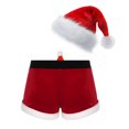 thumbnail image 2 of CHICTRY Ensemble de Noël pour Hommes Tenues de Père Noël 2 Pcs Boxeurs Rouges Shorts de Vacances avec Chapeau H Rouge 3TG, 2 of 7