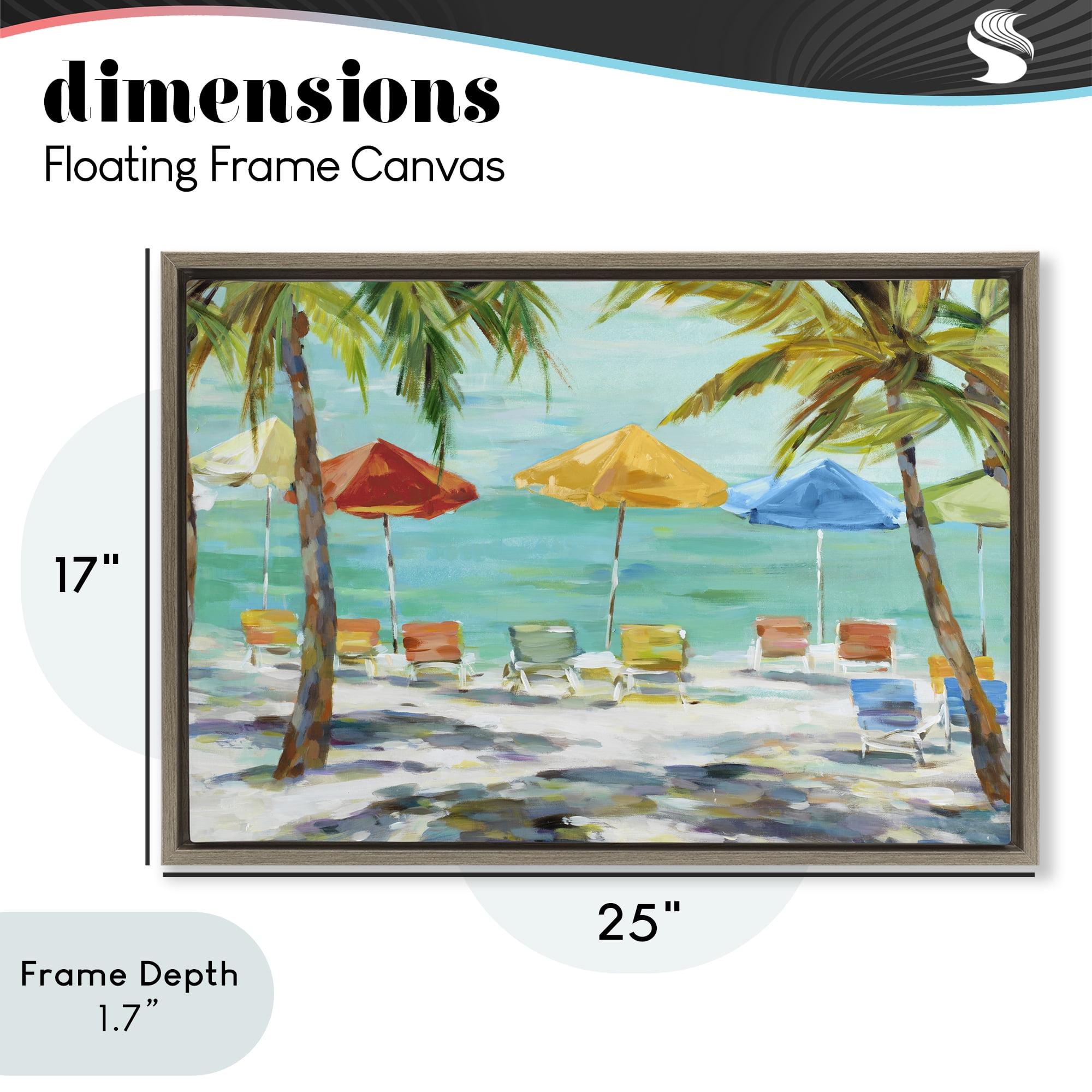 Stupell Industries Umbrellas Under the Palms Brown Framed Floater Canvas Wall Art, design by Lorenzo Collective