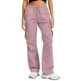 thumbnail image 2 of Womens High Waisted Cargo Pants Stretchy Wide Leg Y2K Fashion Travel Pants with Pockets Pink 2XL, 2 of 4