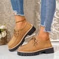 thumbnail image 2 of Women's Suede Penny Loafers Lace up Chunky Heel Lug Sole Slip on Casual Office Business Dress Shoes, 2 of 9