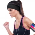 thumbnail image 2 of Black music sleep headband with headphones, 3.5mm corded soft elastic, 2 of 3