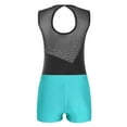thumbnail image 3 of SiiRoh Girls Sleeveless Gymnastics Ballet Dance Leotard Tumbling Biketard with Active Shorts Blue Green 14, 3 of 7