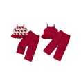 thumbnail image 2 of Kids Toddler Newborn Baby Girls 2 Piece Outfits Crocheted Flowers/Fruit Ruffled Camisole Tops Elastic Pants Set Baby Summer Clothes, 2 of 9