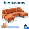 thumbnail image 2 of MOONMISS U-Shaped Sectional Sofa, 4 Seater Sectional Couch with Chaise, Modular Sleeper Sectionals for Living Room-Orange, 2 of 6