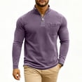thumbnail image 4 of Men's Fashion Solid Color Retro Casual Washed Quarter Zipper Pocket Long Sleeve T-Shirt Polo Top, Vintage Style for Men's Casual and Sporty Looks,Purple,XL, 4 of 4