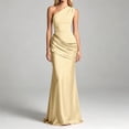 thumbnail image 2 of Wsysadlol Summer Dress Women Solid Satin Bodycon Midi Dress Asymmetric One Shoulder Ruched Slim Fit Dress Elegant Evening Party Gown Formal Dress, 2 of 7