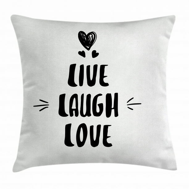 Live Laugh Love Decor Throw Pillow Cushion Cover, Cute Doodle Hearts