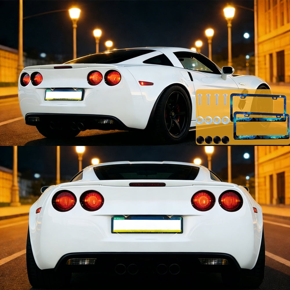 2Pcs 201 Stainless Steel License Plate Frames Number Plates Frame Holder for Auto-Car-Truck Forest 310x160x6mm