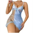 thumbnail image 2 of Camisón corto de mujer con tirantes, bordado floral y espalda descubierta, de malla transpirable, pijama de poliéster para mujer, 2 of 4