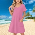 thumbnail image 4 of Efsteb Summer Dress for Girls Casual Short Sleeve Sundress Soft Cute Loose Comfy Dresses (Pink,5 Years), 4 of 8