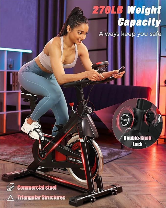 YOSUDA Exercise Bike-Stationary Indoor Cycling Bike for Home 330 Lbs Weight Capacity, Comfortable Seat Cushion and LCD Monitor