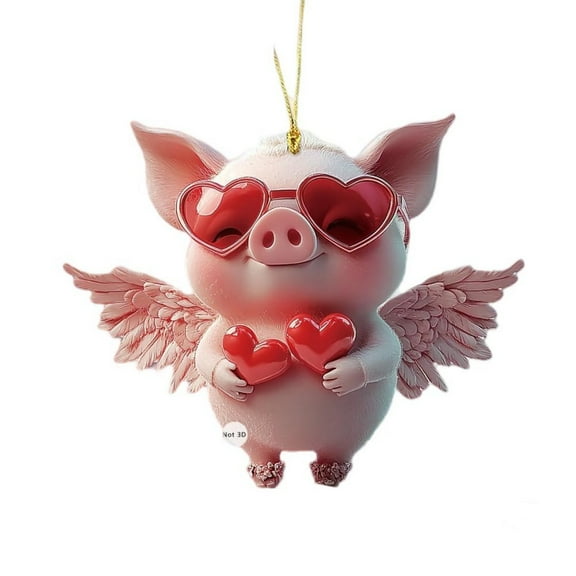 JoyMoreHome Cute Pig Car Hanging Ornament, Lucky Piggy Car Rear View Mirror Pendant Charms, Auto Interior Decoration Accessories