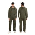 thumbnail image 4 of Men's Hooded Fleece Lining Jumpsuit, Long Sleeve Full Zipper Overalls with Kangaroo Pockets, 4 of 10