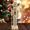 thumbnail image 7 of Selrti 1/2/3Pcs 25/38CM Christmas Wooden Unfinished Nutcracker Figurine DIY Blank Unpainted Soldier Figure Holiday Party Ornament Decoration, 7 of 7