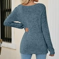 thumbnail image 5 of XFLWAM Women's Solid Color Tunic Sweaters Lightweight Fall Casual Long Sleeve Square Neck Pullover Tops Blue L, 5 of 5