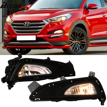 - Fits 16-18 Hyundai Tucson OE Style Foglights Kit ABS Black Housing Clear Lens