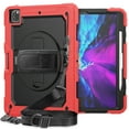 thumbnail image 2 of Dteck Screen Protector Case for iPad Pro 5th Generation 12.9-inch 2021,Shockproof Rubber Armor 3-Layer Protection Case Hybrid Stand Cover with Adjustable Shoulder/Hand Strap,Black+Red, 2 of 7