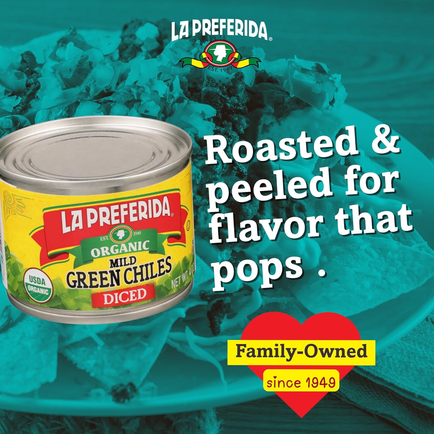 La Preferida, Organic Diced Green Chiles, 4 fl oz, Mild, 12ct