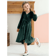 thumbnail image 4 of Flower Girl Dresses Wedding Guest Bridesmaid Party Long Sleeve Ruffle Velvet Formal Midi Teens Girls Dress Size 4-13Y, 4 of 7