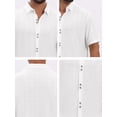 thumbnail image 7 of DARING DIVA Men's Texture Short Sleeve Button Down Casual Knitted Shirt M White, 7 of 7
