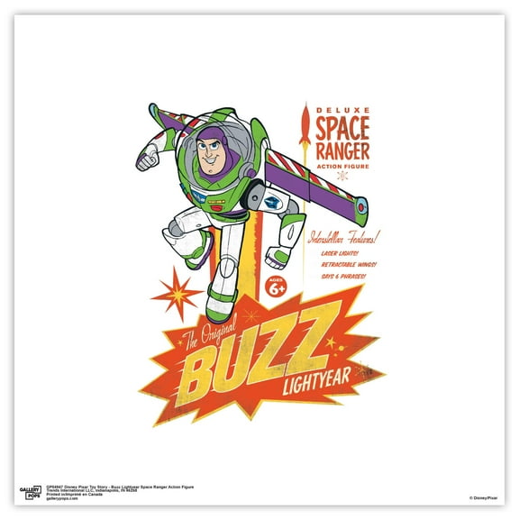 Gallery Pops Disney Pixar Toy Story - Buzz Lightyear Space Ranger Action Figure Wall Art, Unframed Version, 12" x 12"