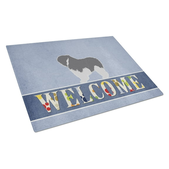 Polish Lowland Sheepdog Dog Welcome Glass Cutting Board Large